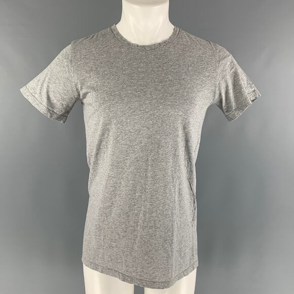 BALMAIN Size M Grey Solid Cotton Crew-Neck T-shirt - Picture 1 of 6